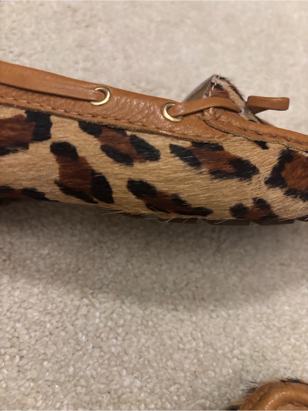 Marc Joseph Tan Leather Moccasins with Leopard Haircalf Accents - Picture 6 of 6